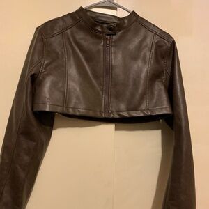 Women’s Faux Cropped Leather Jacket